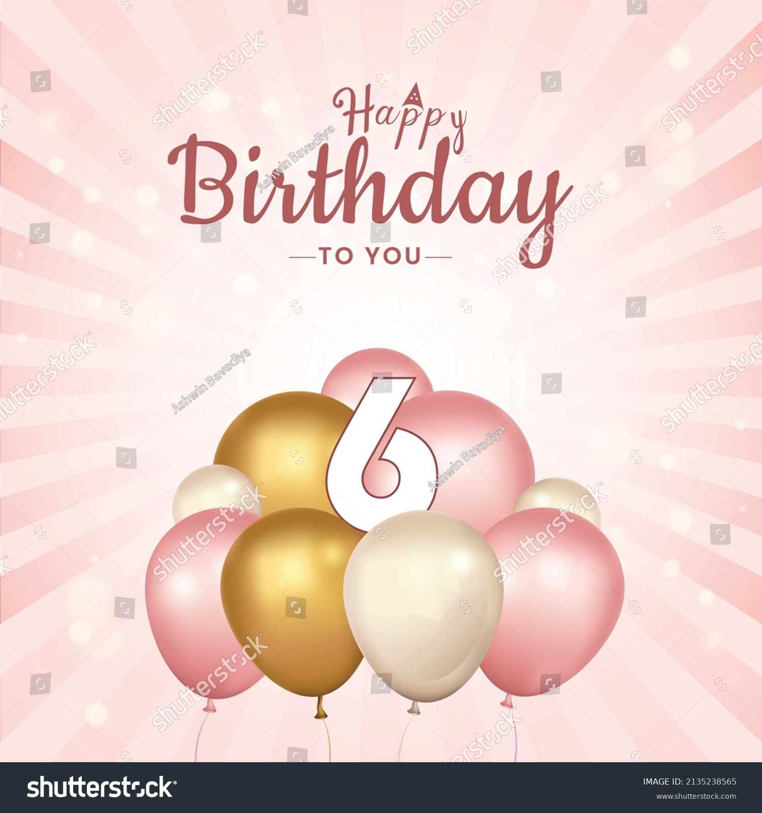 Happy 6th Birthday Greeting Card Vector Stock Vector Royalty Free 2135238565 Shutterstock