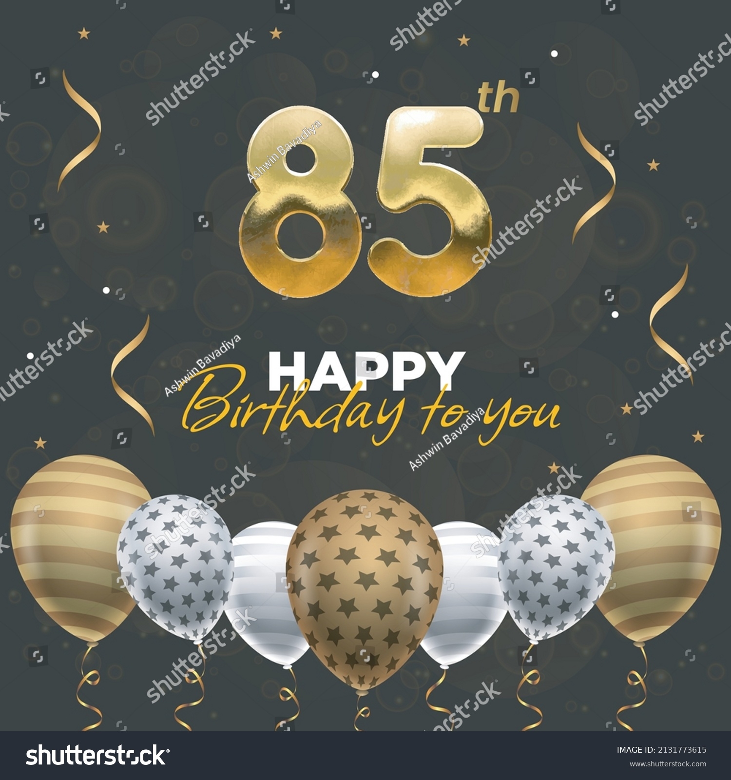 Happy 85th Birthday Greeting Card Vector Stock Vector Royalty Free 2131773615 Shutterstock