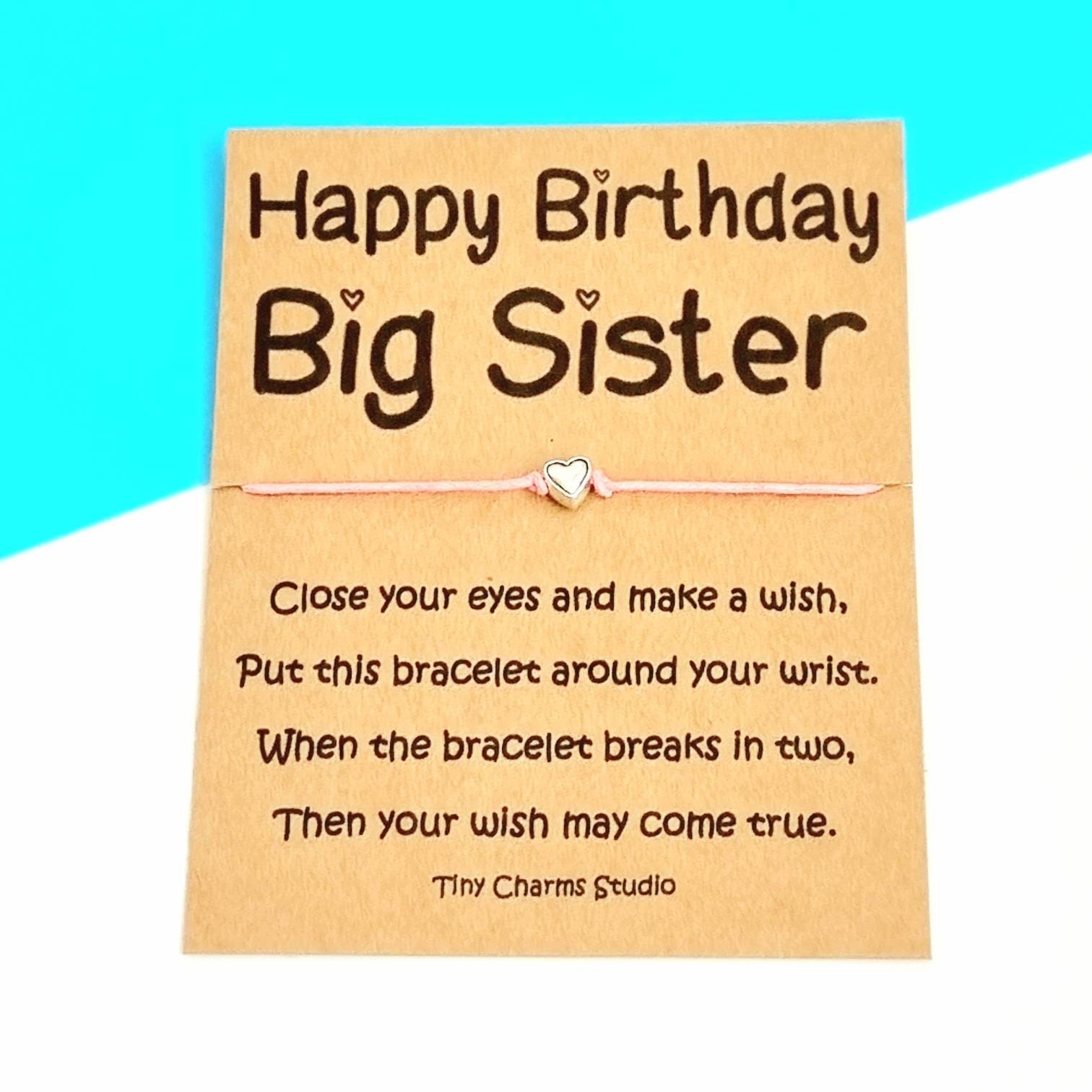 Happy Birthday Big Sister Wish Bracelet Birthday Wish Birthday Gift For Sister Friendship Bracelet Etsy