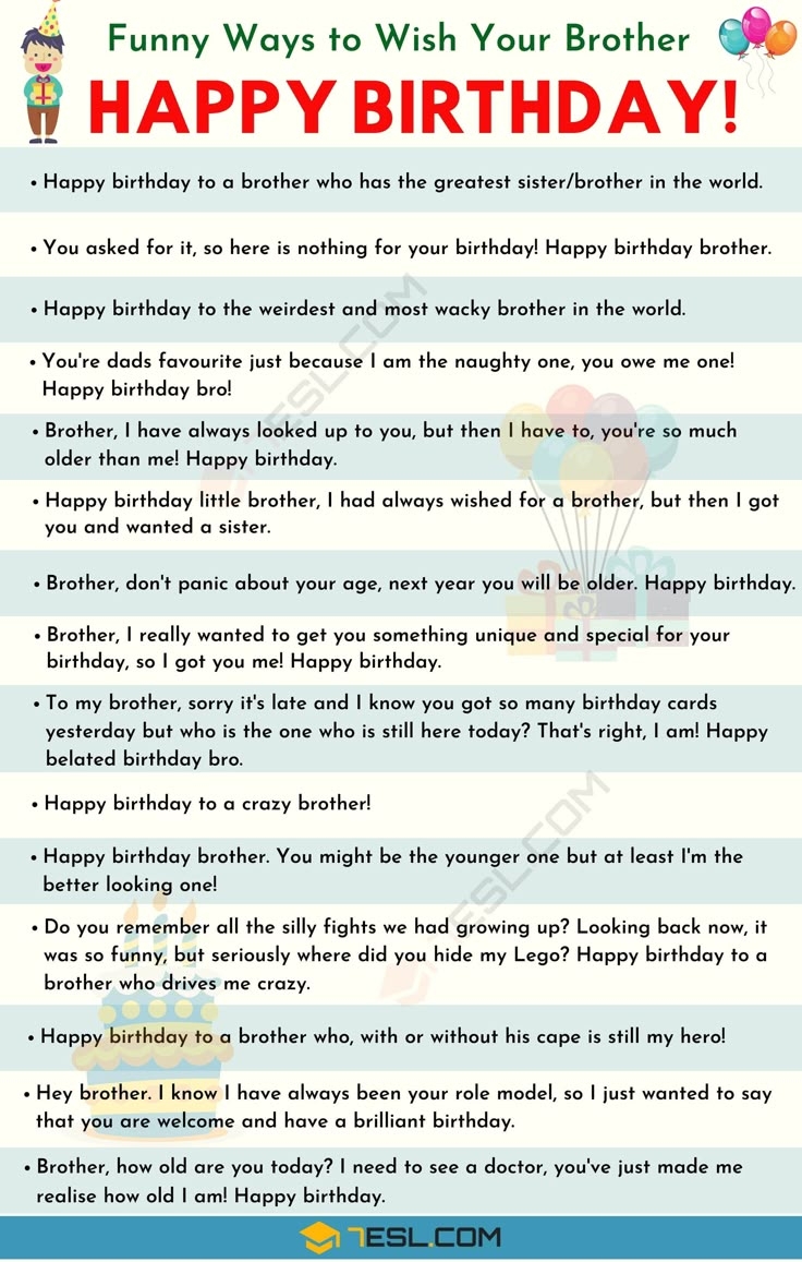 Happy Birthday Brother 35 Best And Funniest Birthday Wishes For Brother 7ESL