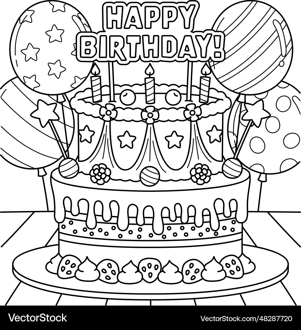 Birthday Cake Color Pages