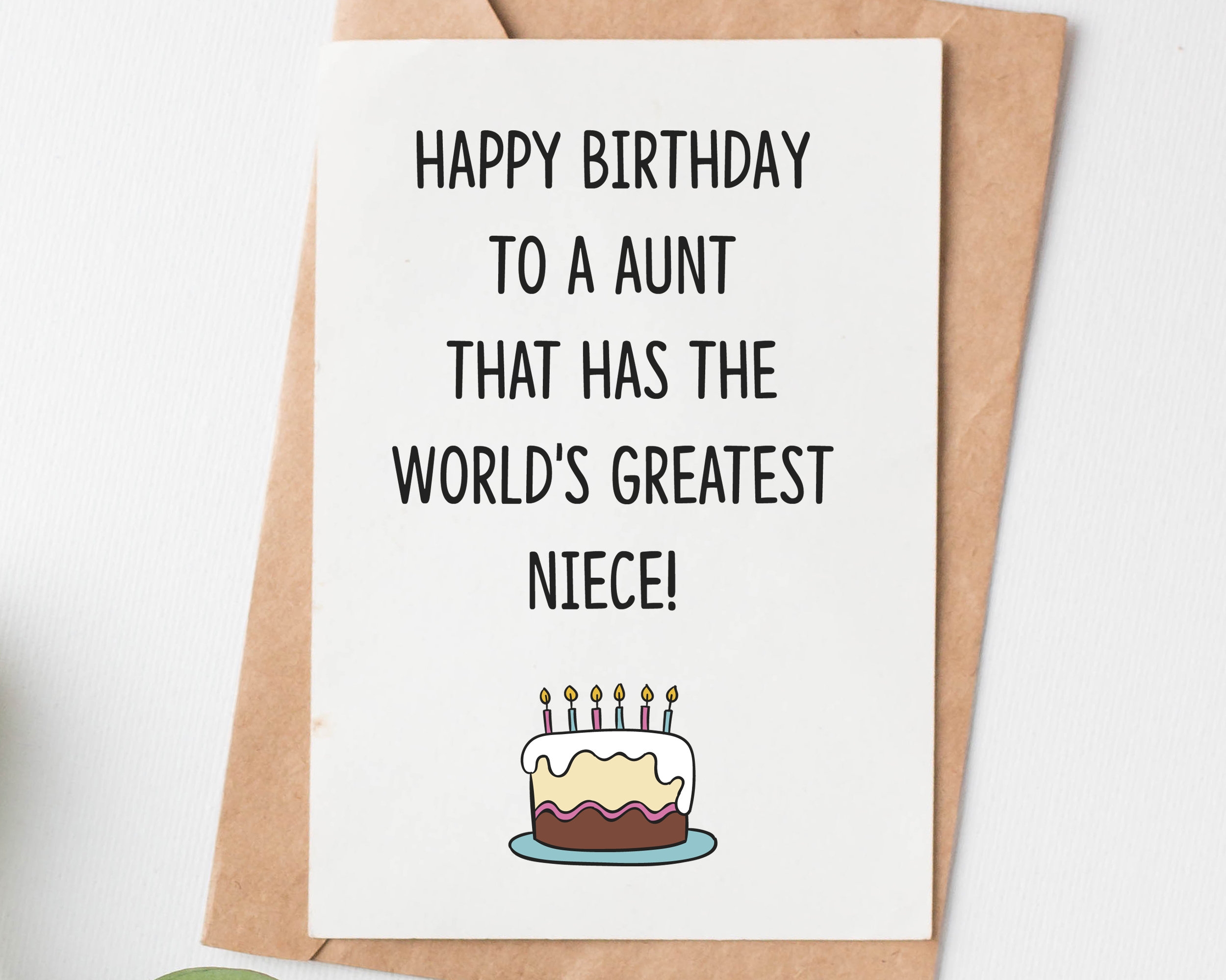 Happy Birthday Card For Aunt From Niece Auntie Funny Birthday Card Autie Card Aunt Birthday Gift From Niece Etsy
