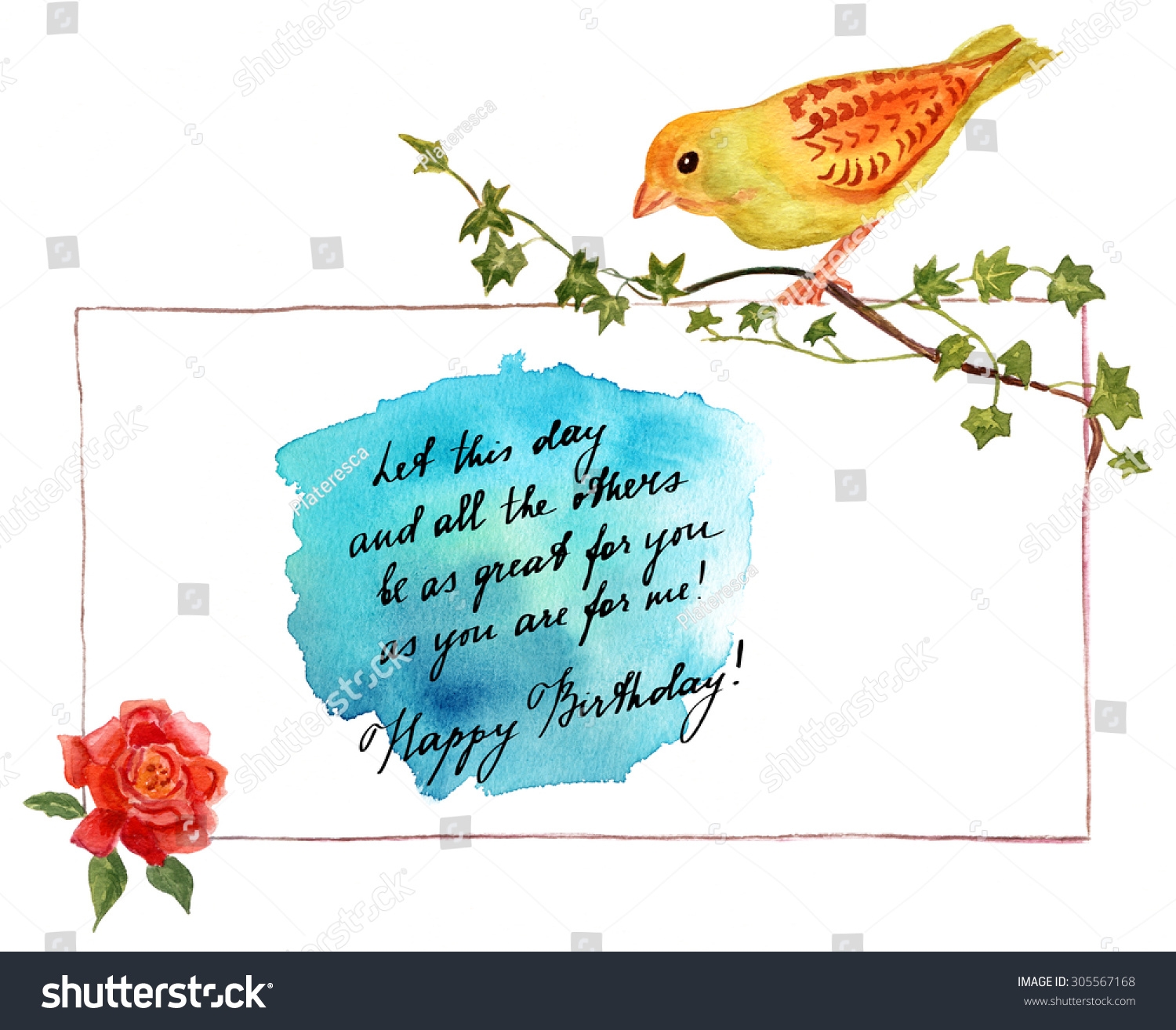 Happy Birthday Card Warm Wishes Vintage Stock Illustration 305567168 Shutterstock