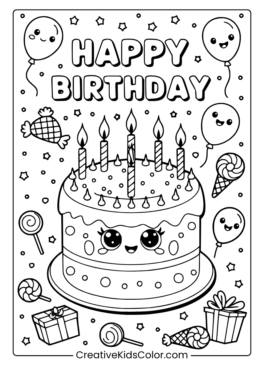 birthday cake coloring sheet