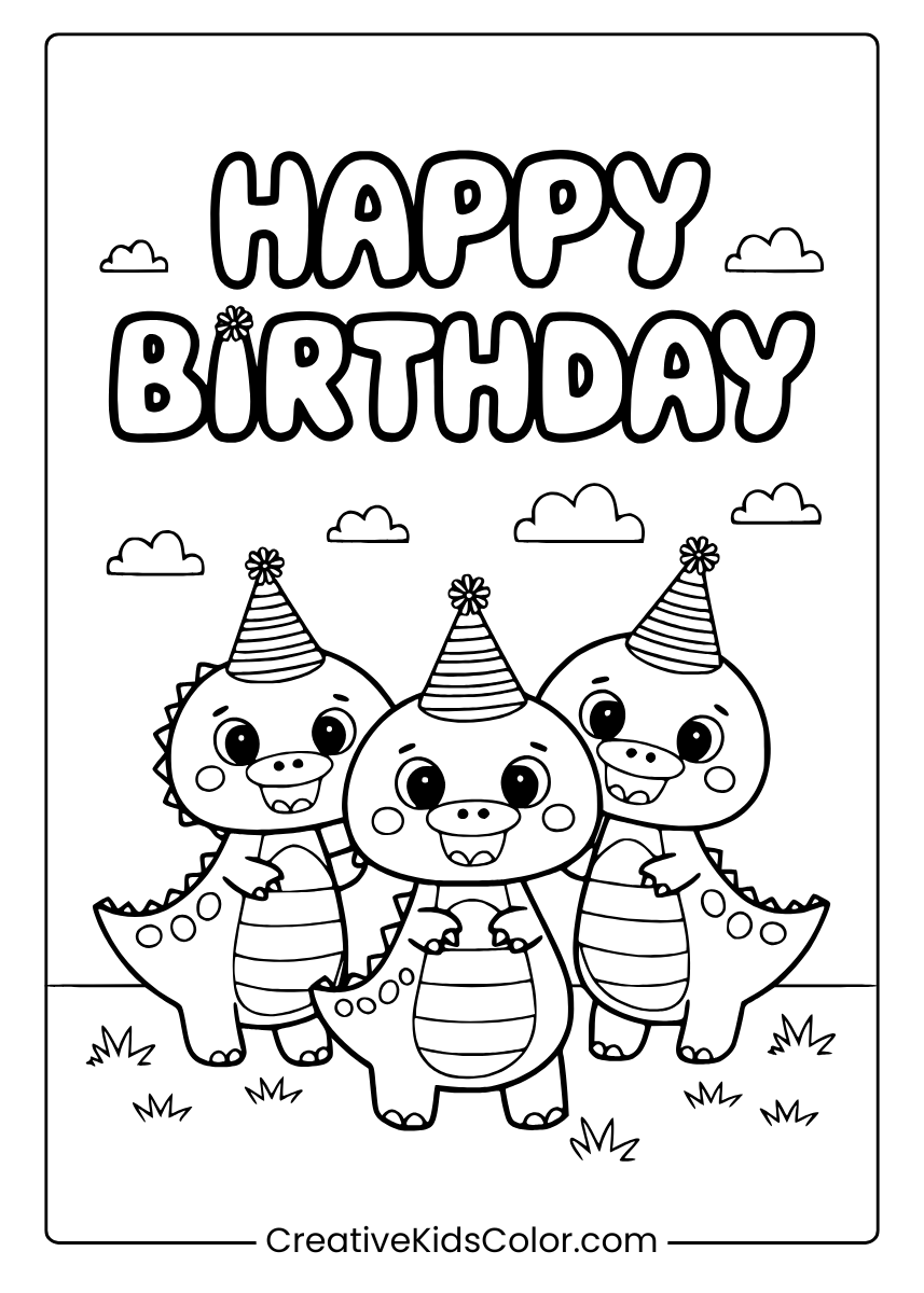 Happy Birthday Coloring Pages 25 Free Printable PDF  Happy Birthday Coloring Pages 25 Free Printable PDF