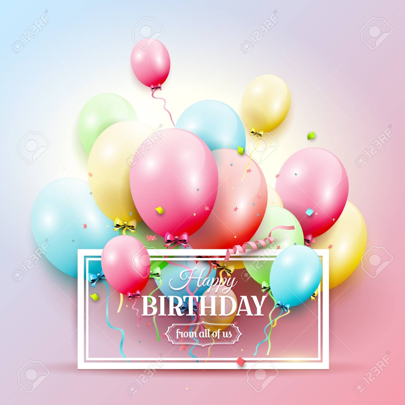 Happy Birthday Greeting Card With Colorful Birthday Balloons On Pink Background Royalty Free SVG Cliparts Vectors And Stock Illustration Image 94027235 