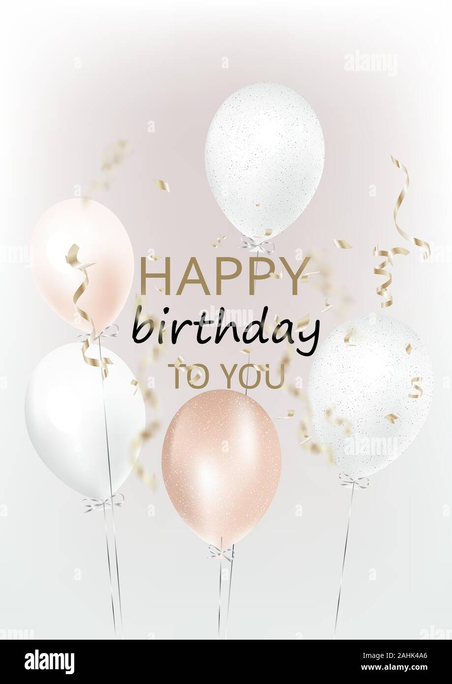 Happy Birthday Greeting Card With Colorful Birthday Balloons On Pink Background Vector Stock Vector Image Art Alamy