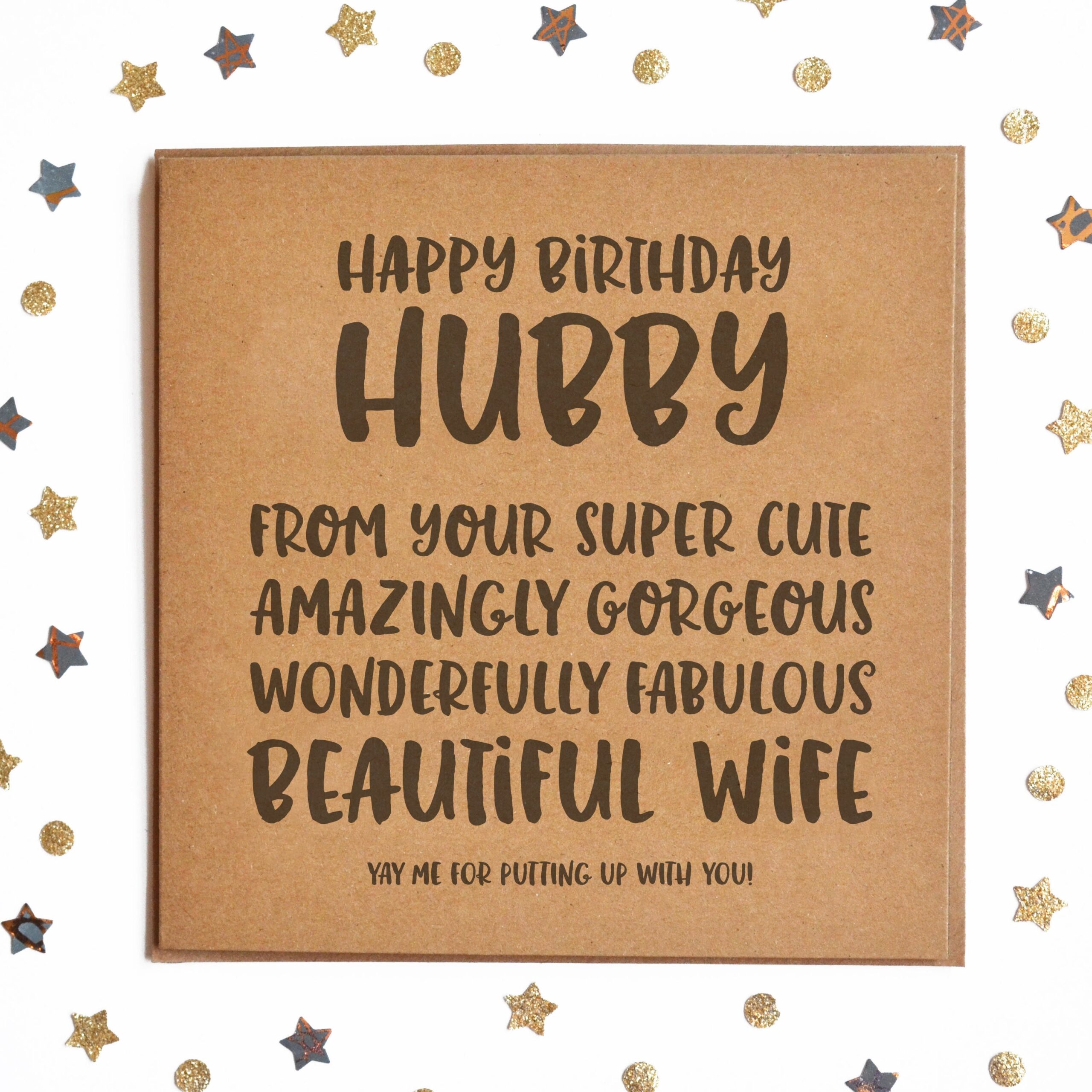 Happy Birthday Hubby From Your Beautiful Wife Card Funny Birthday Card Rustic Birthday Card Hipster Card Joke Card Husband Wife Card Etsy
