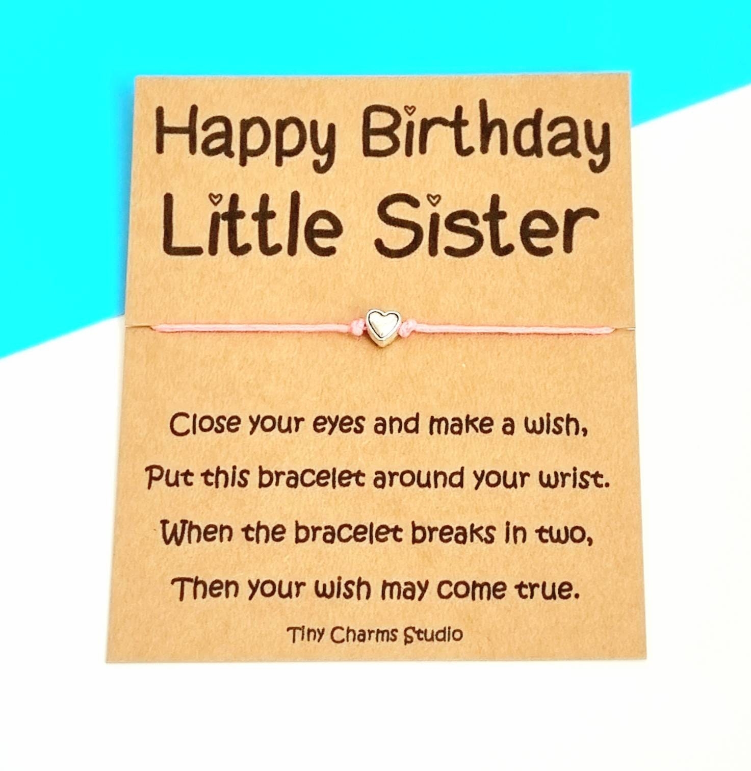 Happy Birthday Little Sister Wish Bracelet Gift For Sister Birthday Keepsake Birthday Gift Etsy