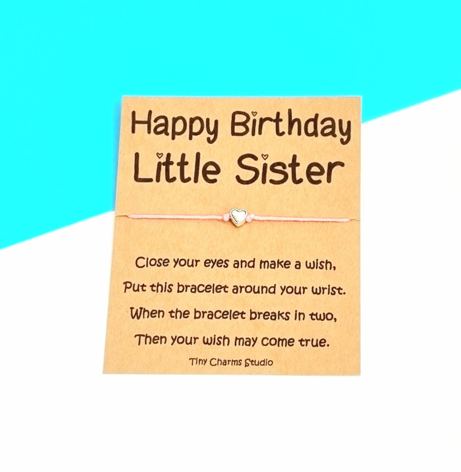Happy Birthday Little Sister Wish Bracelet Gift For Sister Birthday Keepsake Birthday Gift Etsy