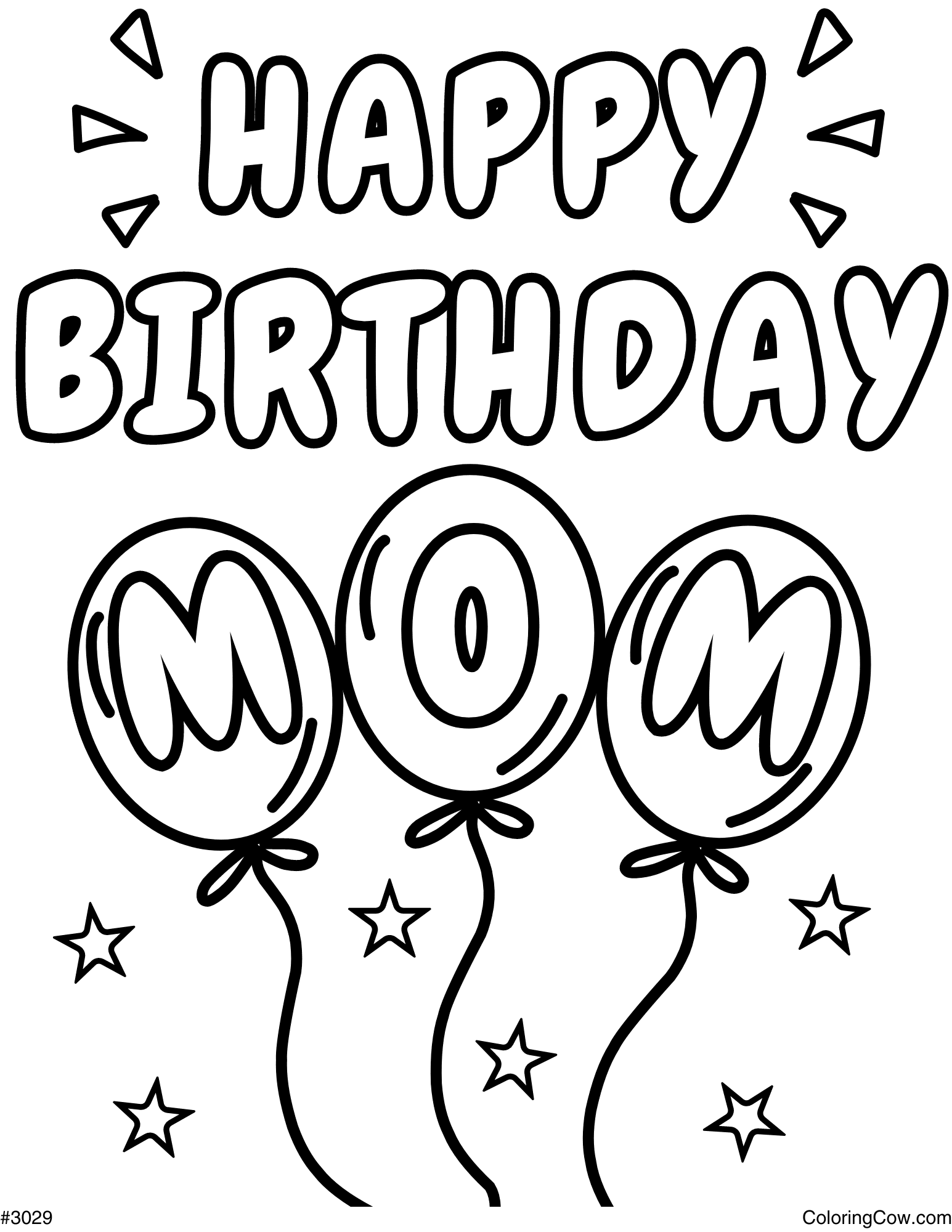 Happy Birthday Mom Coloring Page