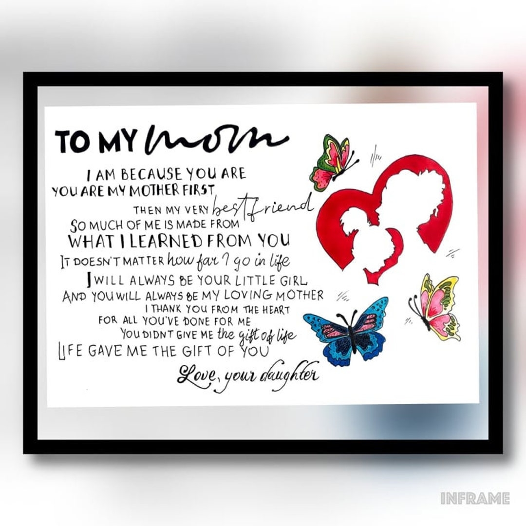 Happy Birthday Quote Card For Mom From Daughter To My Mom Card Gift Instant Download I Love You Mom Card Sentimental Card For Mom Etsy Denmark