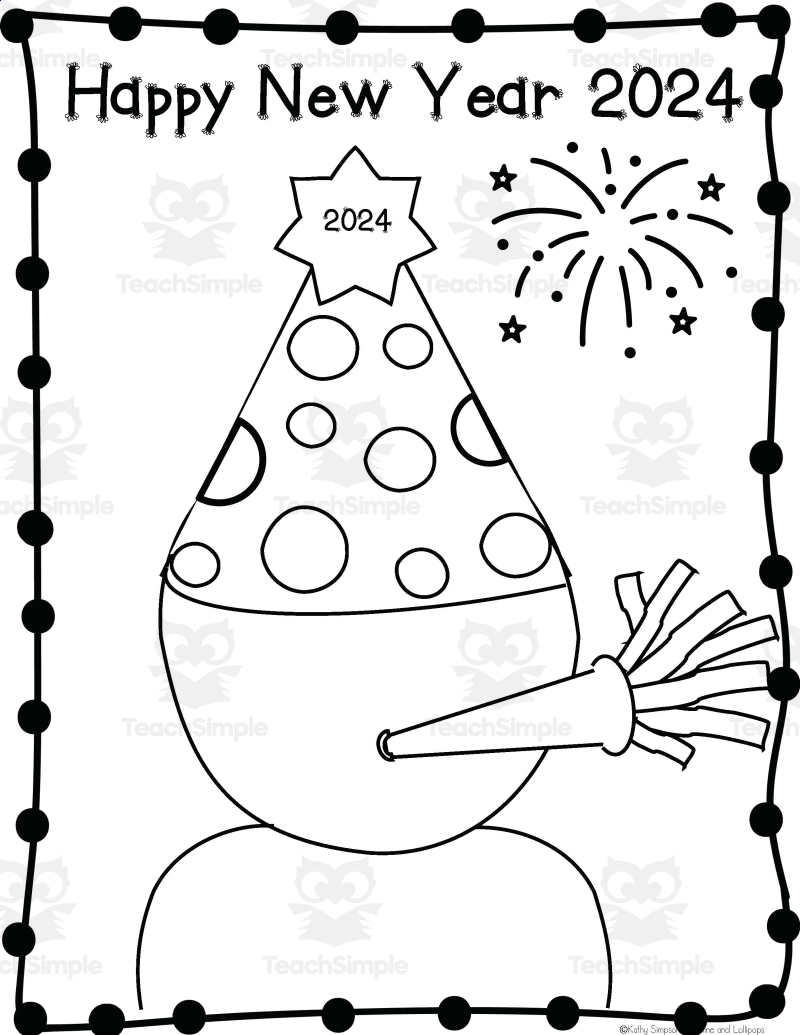 happy new year coloring page