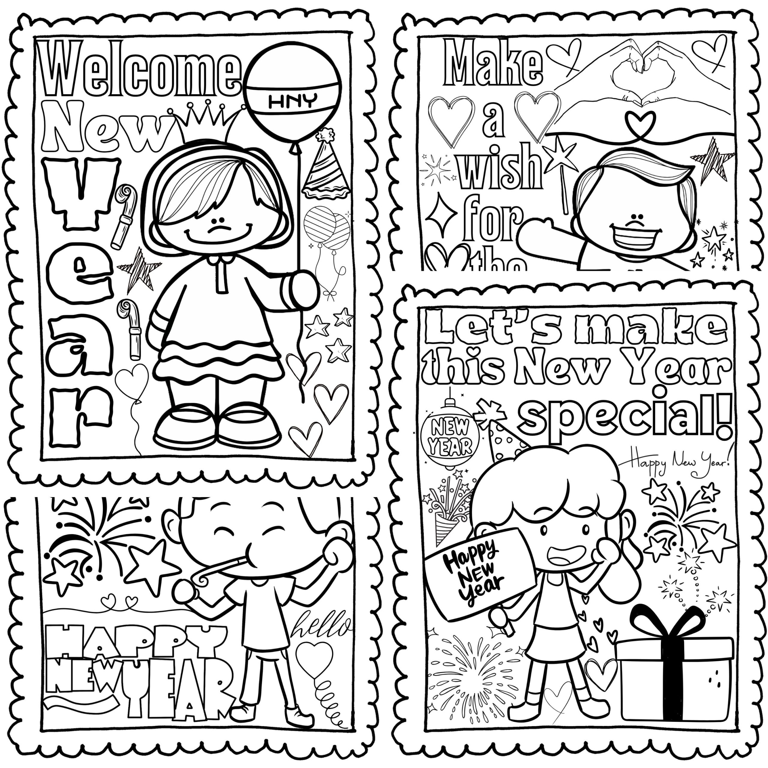 happy new year color pages happy new year color pages