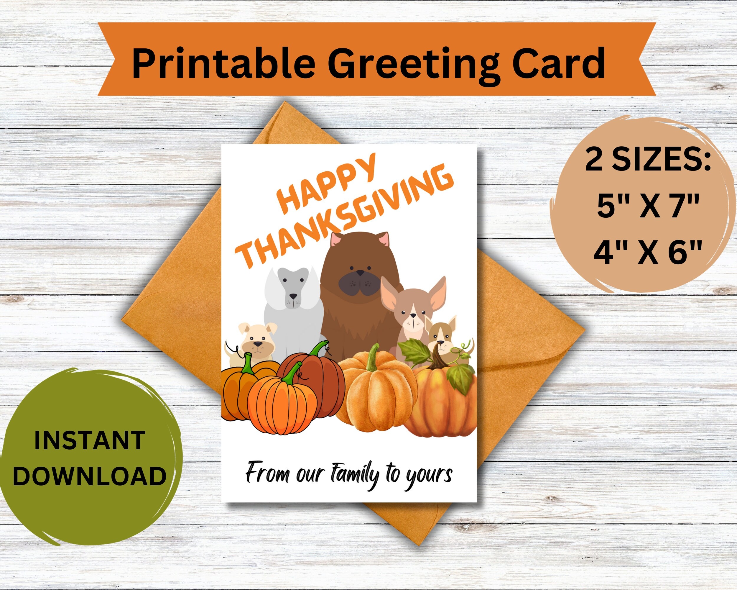 Happy Thanksgiving From Our Family To Yours Printable Greeting Card Etsy Happy Thanksgiving From Our Family To Yours Printable Greeting Card Etsy