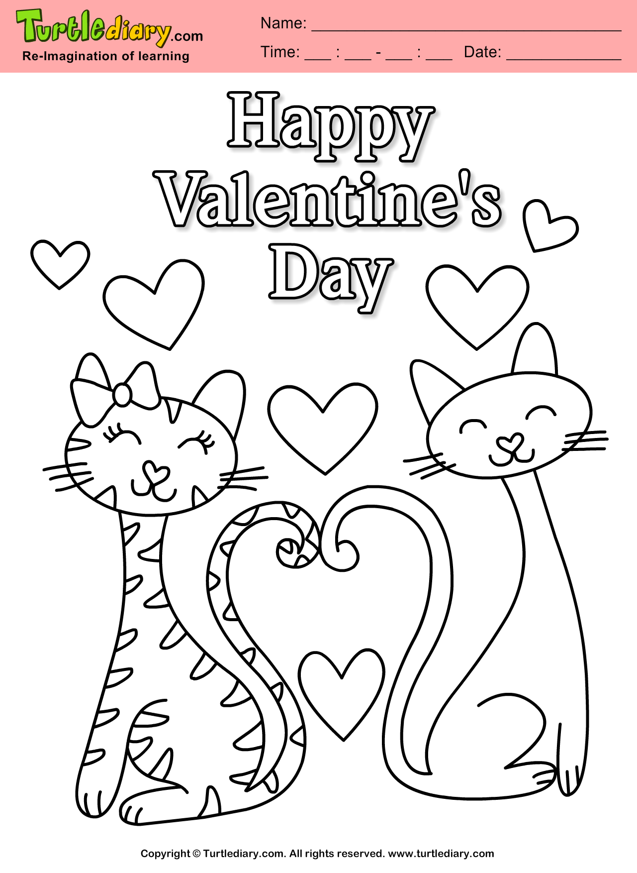 happy valentines day colouring pages