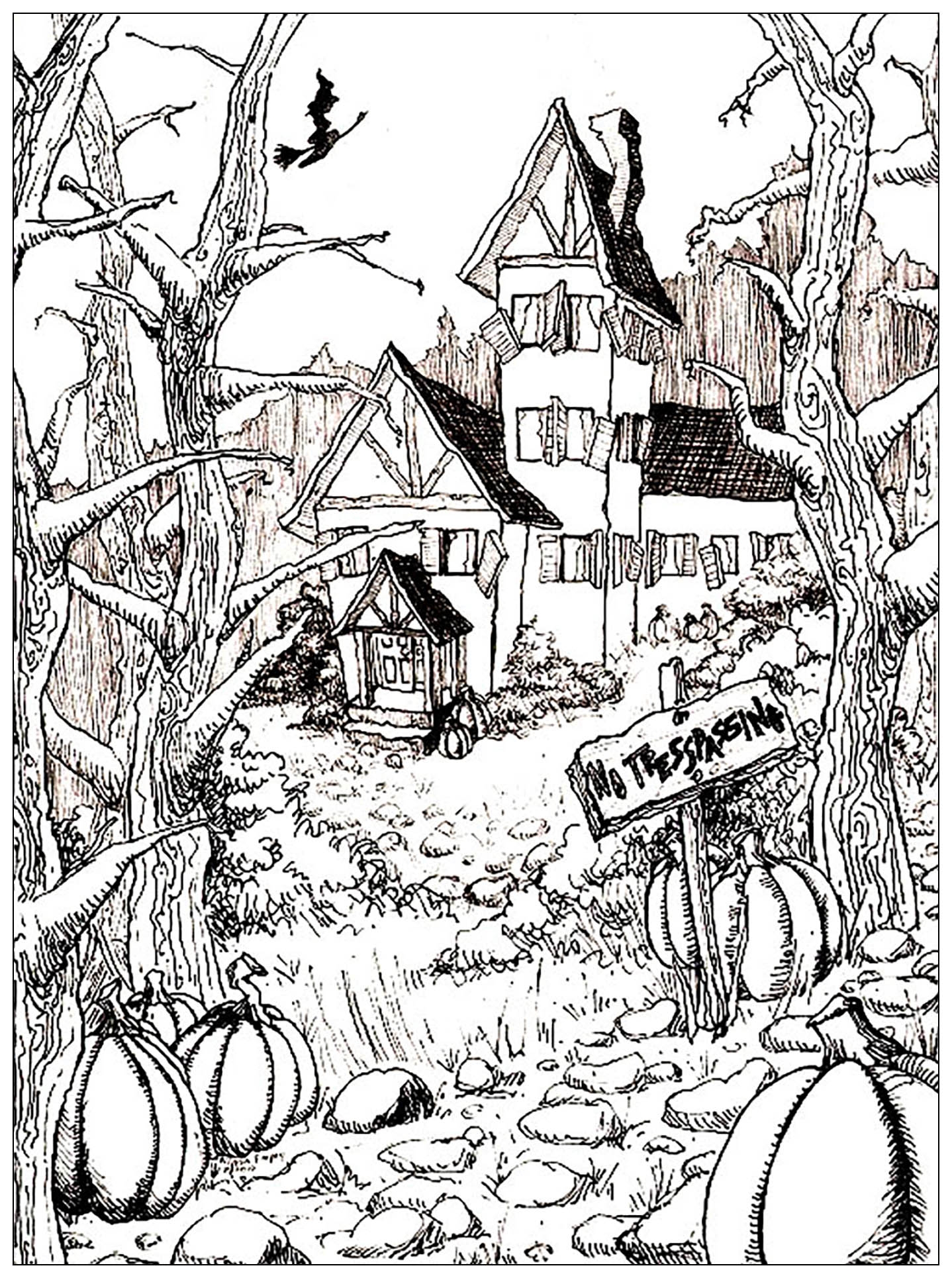 haunted house coloring page