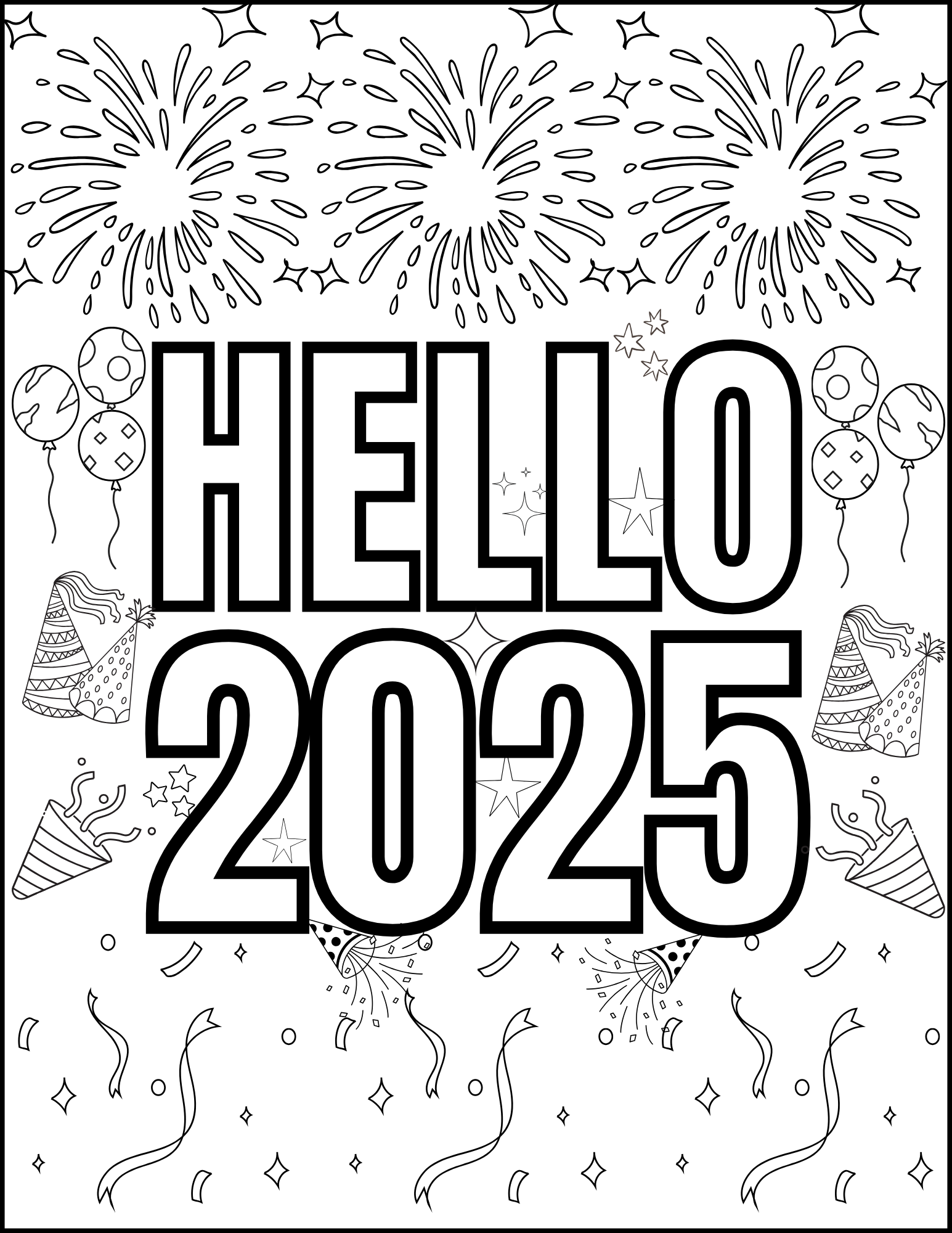 Hello 2025 A Festive New Year Coloring Adventure Made By Teachers