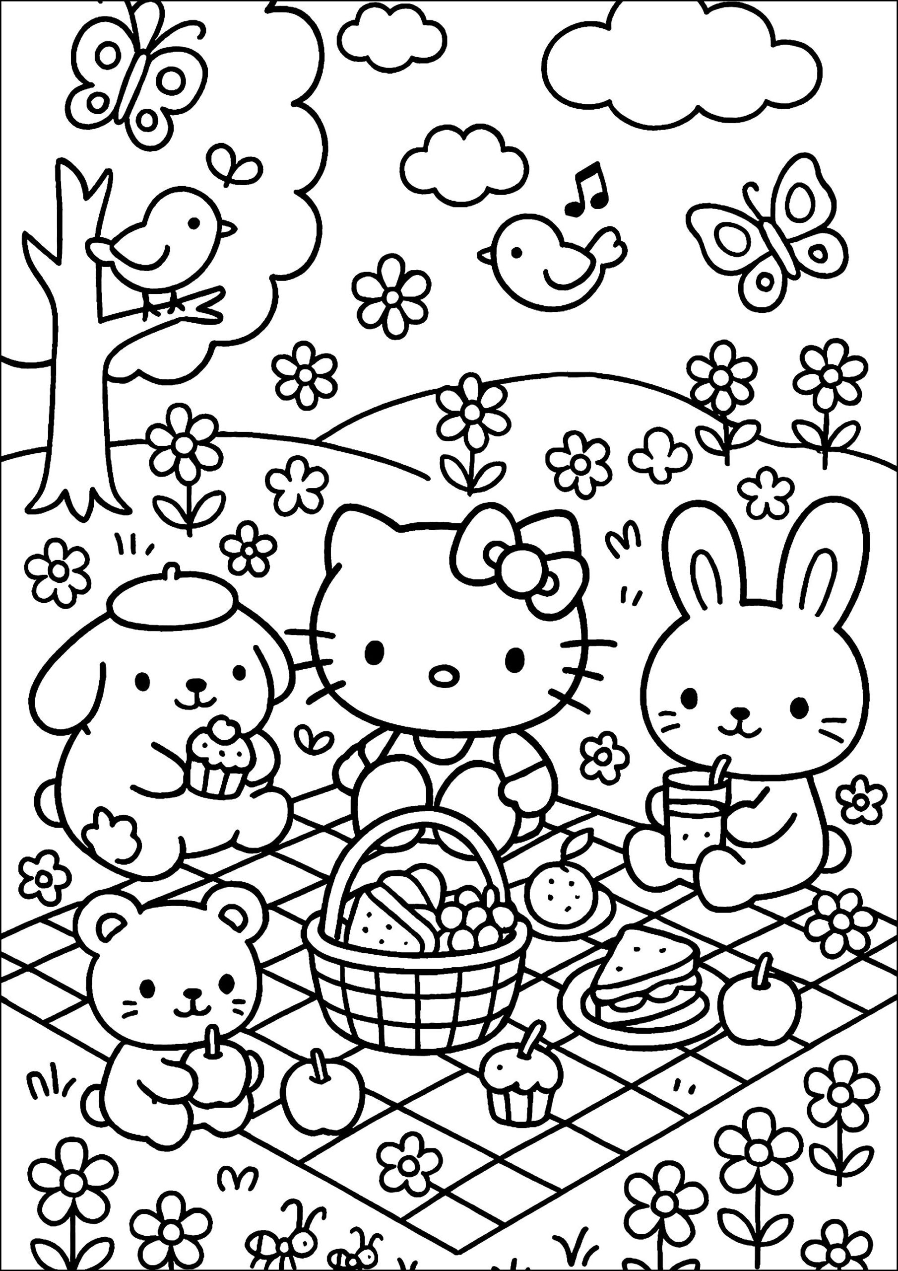 Hello Kitty Friends Coloring Pages