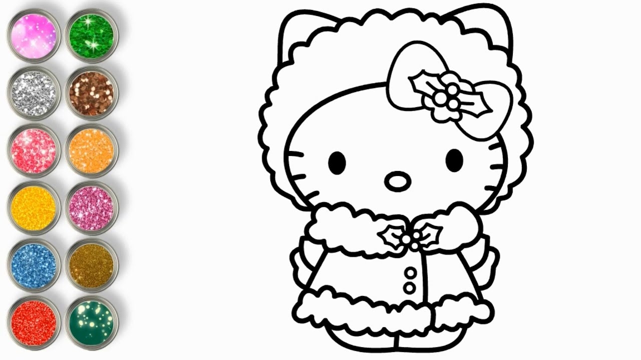 Hello Kitty Christmas Coloring Drawing And Coloring Pages For Kids Glitter Hello Kitty YouTube