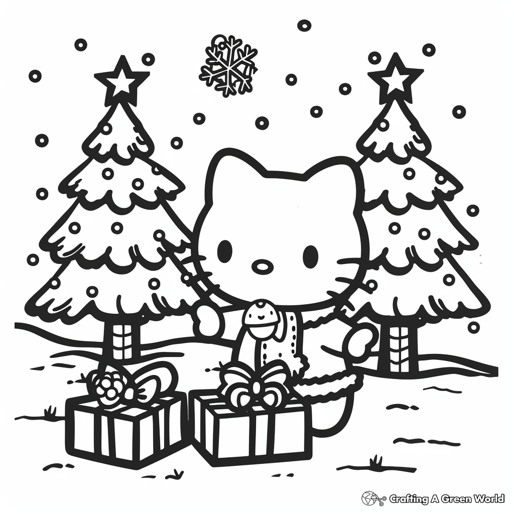 Hello Kitty Christmas Coloring Pages Free Printable 