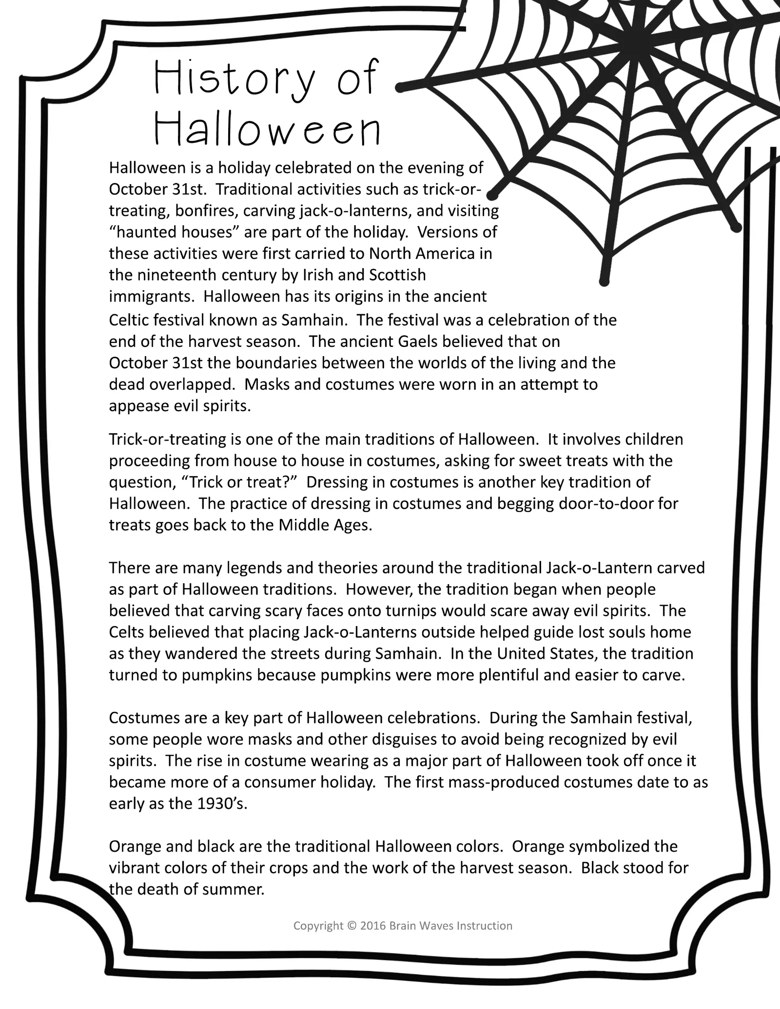 History Of Halloween Interactive Worksheet Edform Worksheets Library