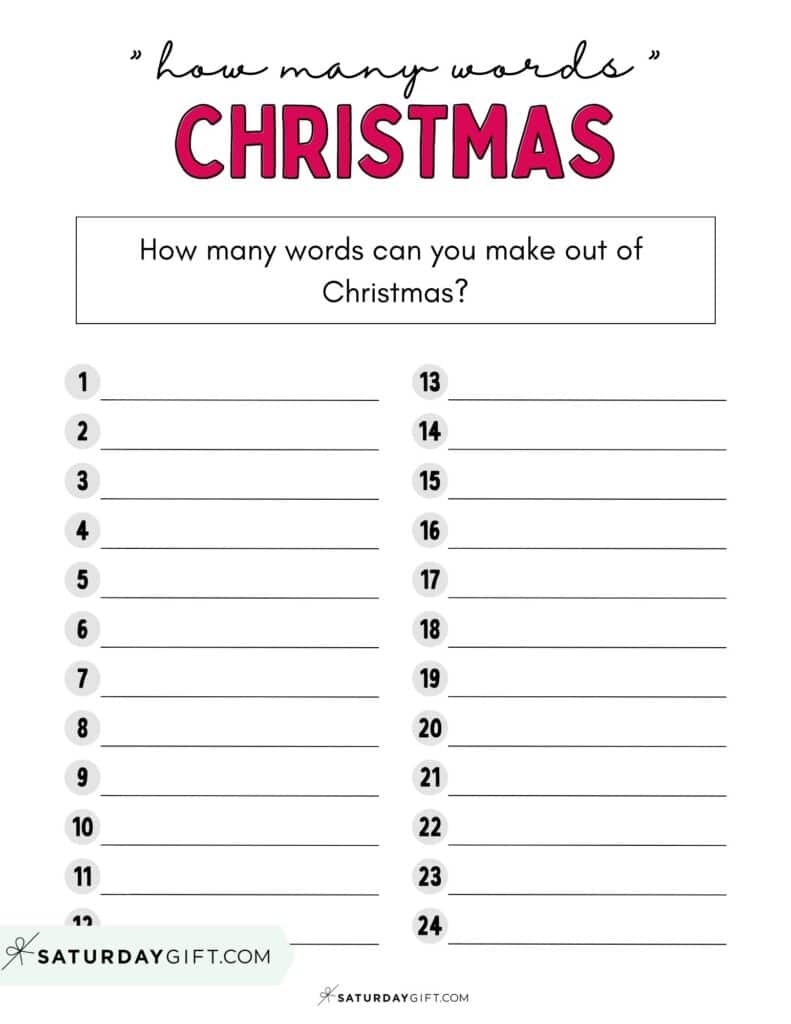 How Many Words Can You Make Out Of Christmas Worksheet