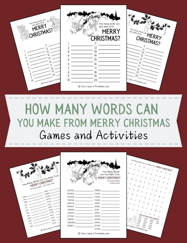 How Many Words Can You Make From Merry Christmas Printables Once Upon A Printable