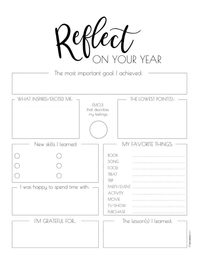 End Of Year Worksheet