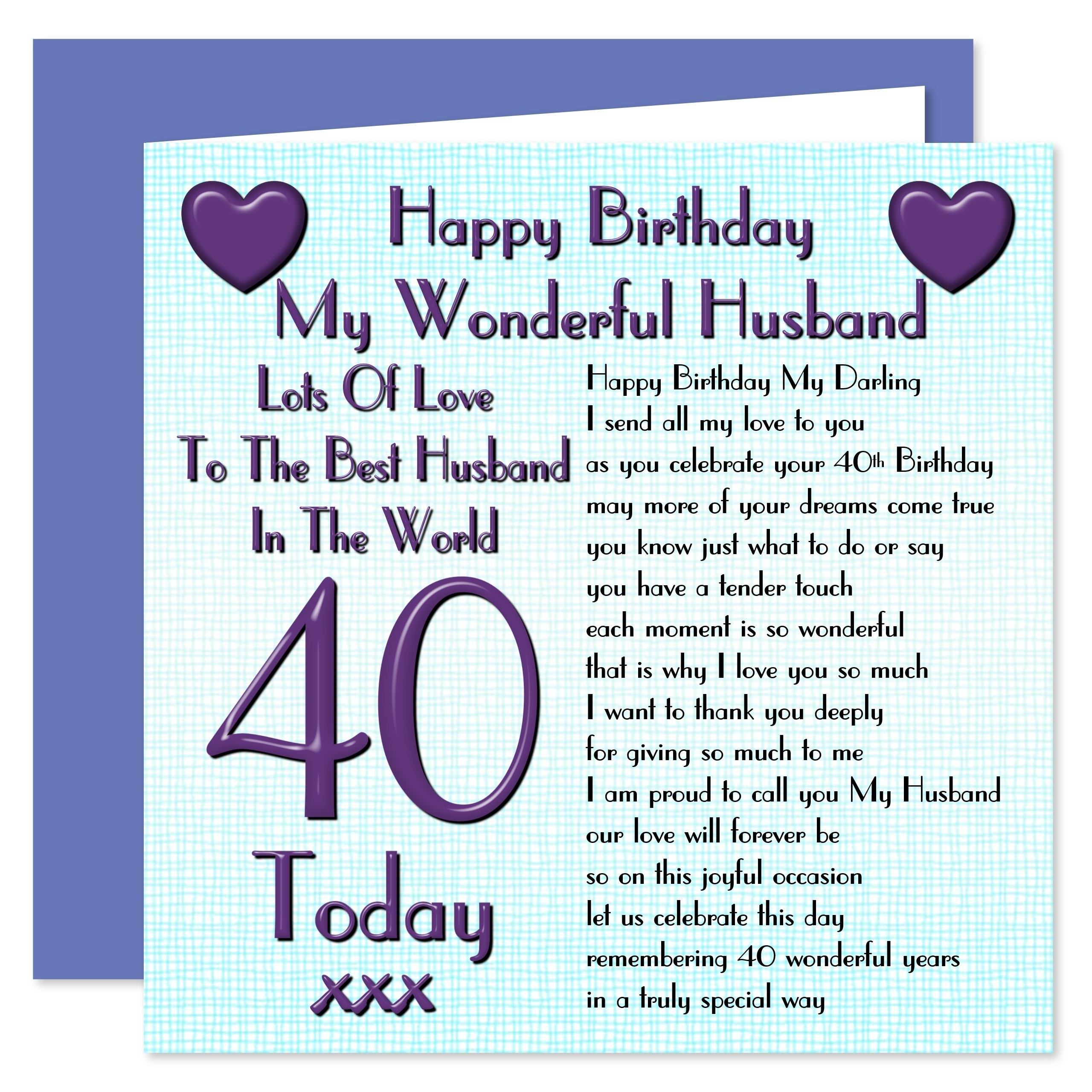 Husband 40th Happy Birthday Card Lots Of Love To The Best Husband In The World 40 Today Amazon ie