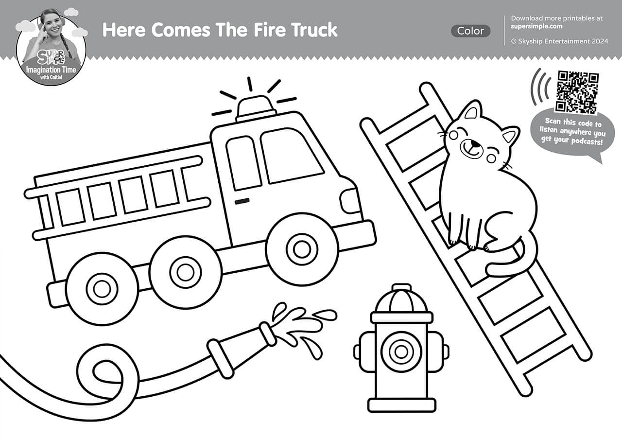 Imagination Time Here Comes The Fire Truck Coloring Page Super Simple Imagination Time Here Comes The Fire Truck Coloring Page Super Simple
