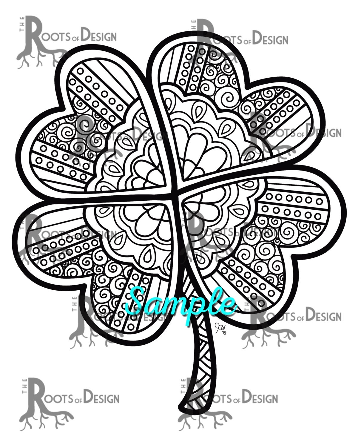 4 leaf clover coloring page