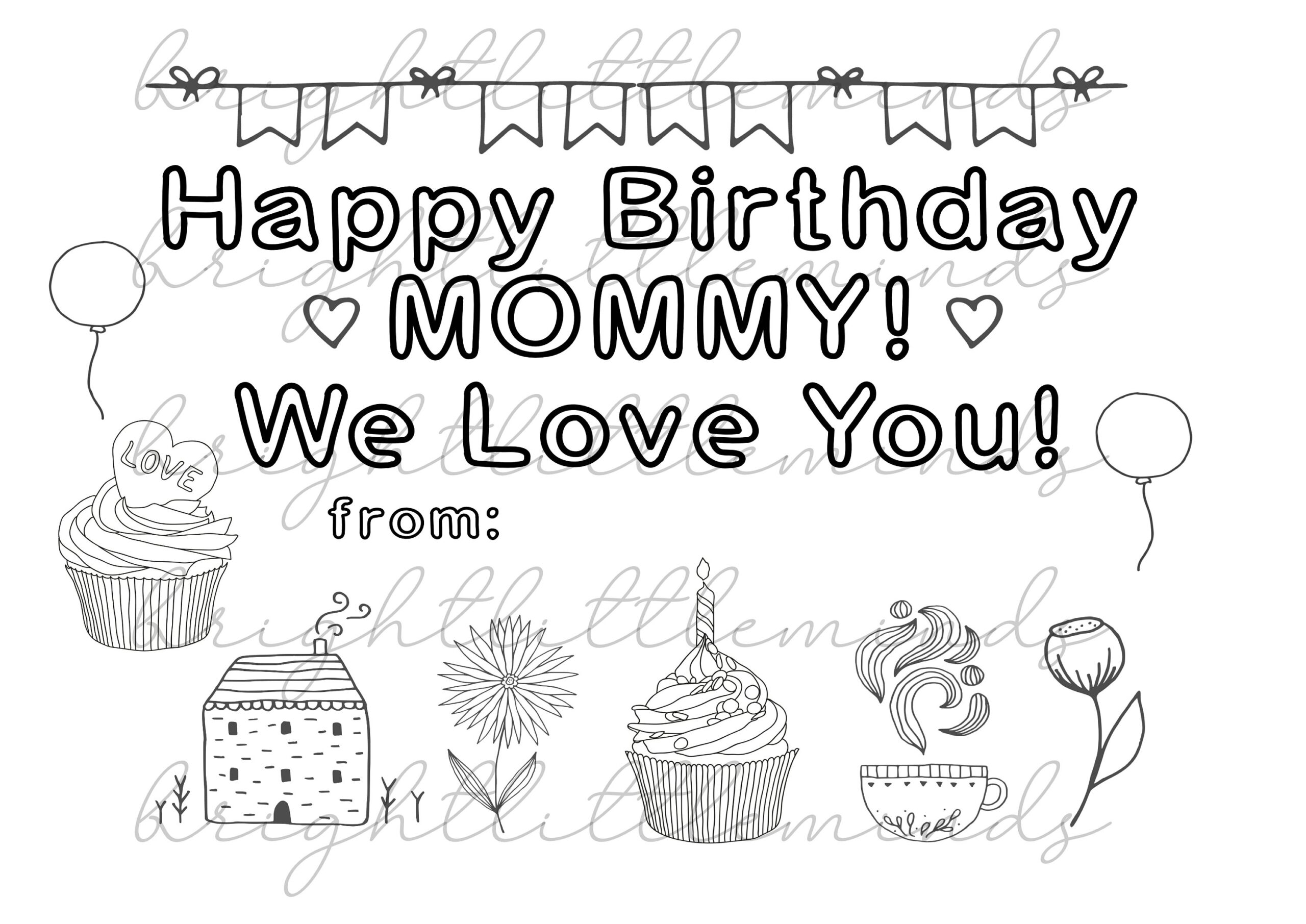 Happy Birthday Mommy Coloring Pages