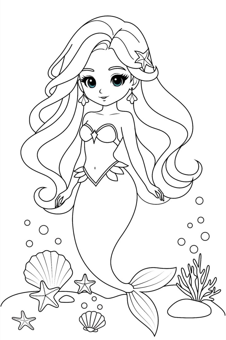 Beautiful Mermaid Coloring Pages