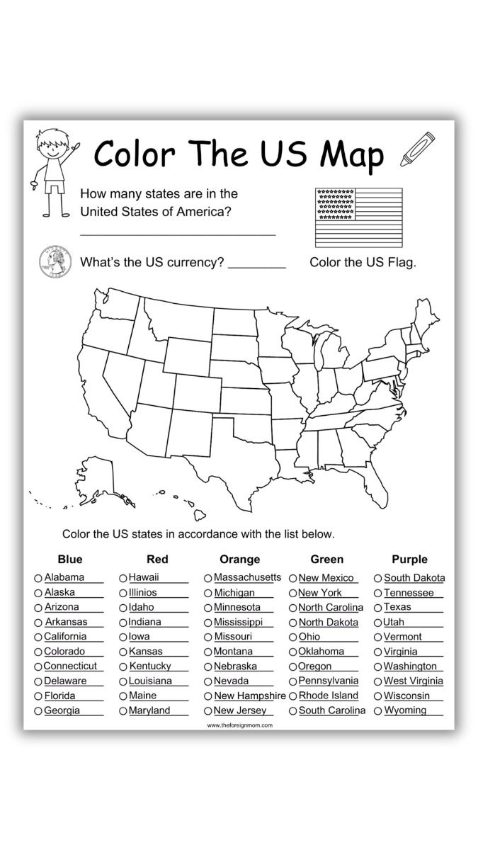 map of us worksheet
