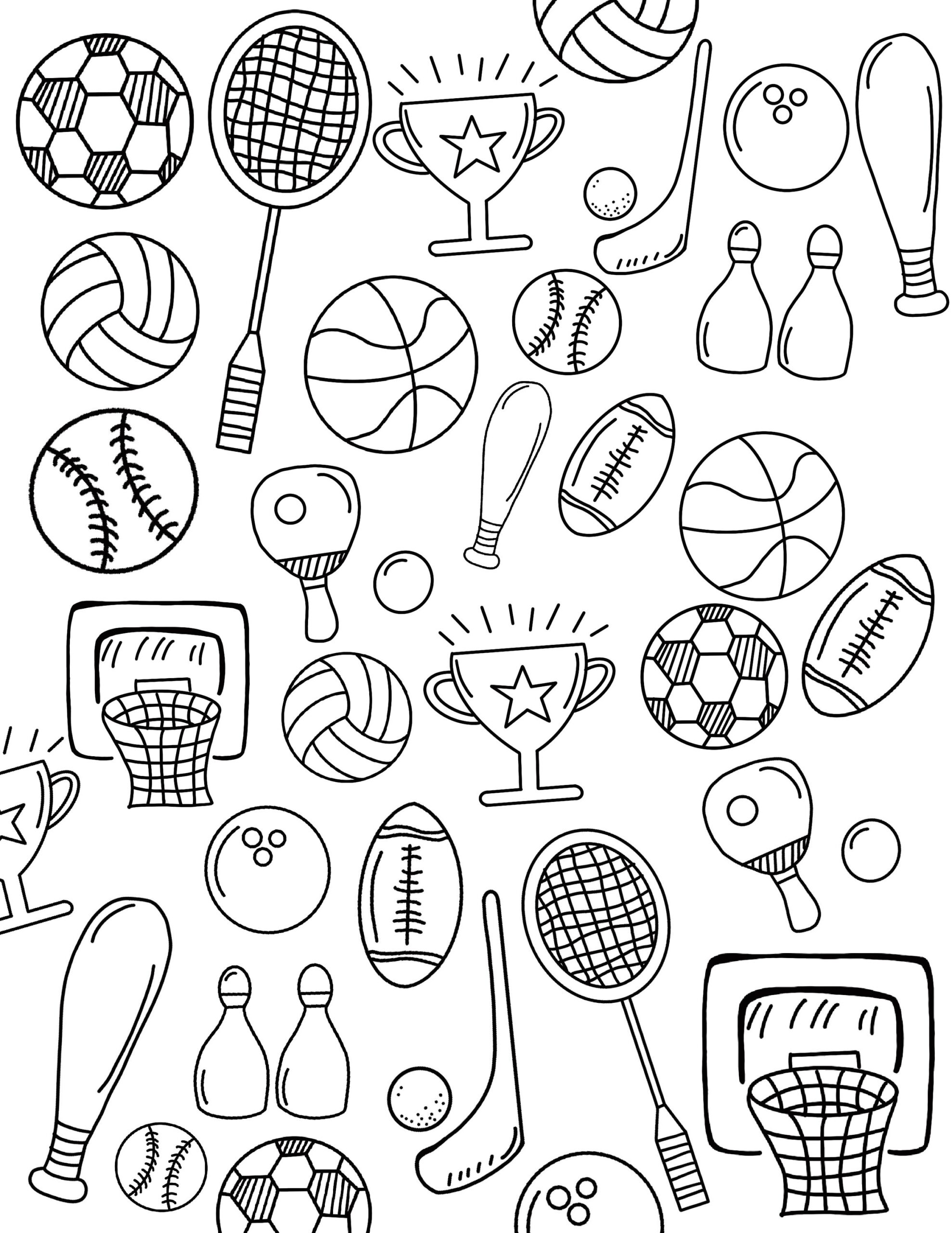 Kids Sports Coloring Page Summertime Fun digital Download Etsy Sweden
