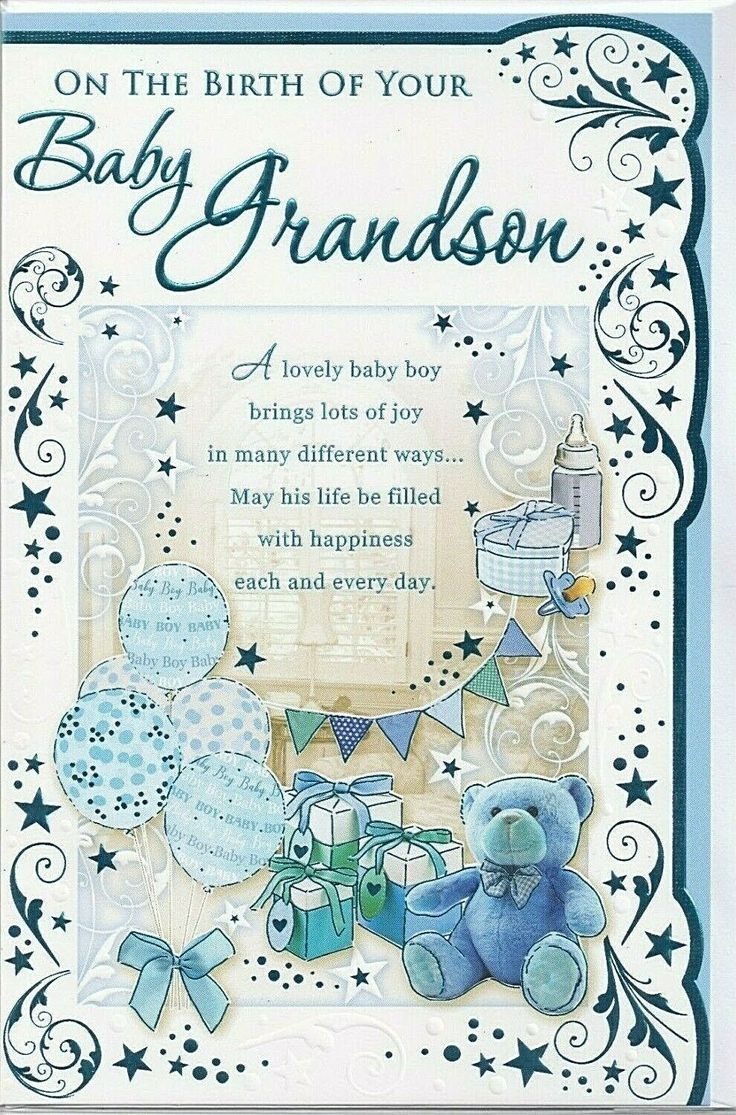 Large Congratulations On The Birth Of Your Baby Grandson Card Special 3 Pages