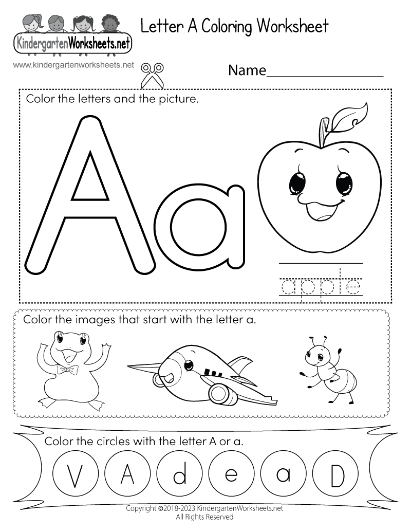 Letter A Coloring Worksheets
