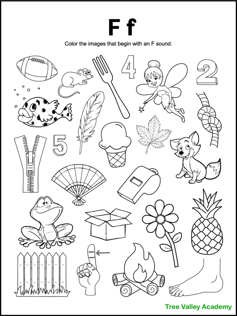 Letter F Coloring Worksheets