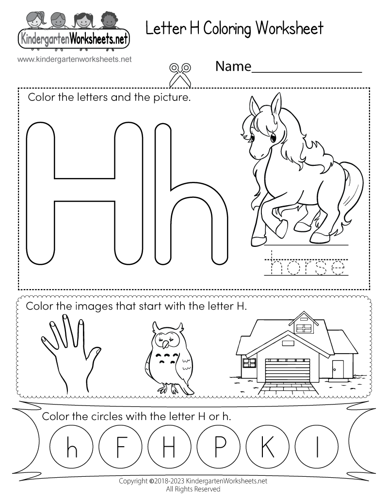 Letter H Coloring Worksheet Free Printable Digital PDF Letter H Coloring Worksheet Free Printable Digital PDF