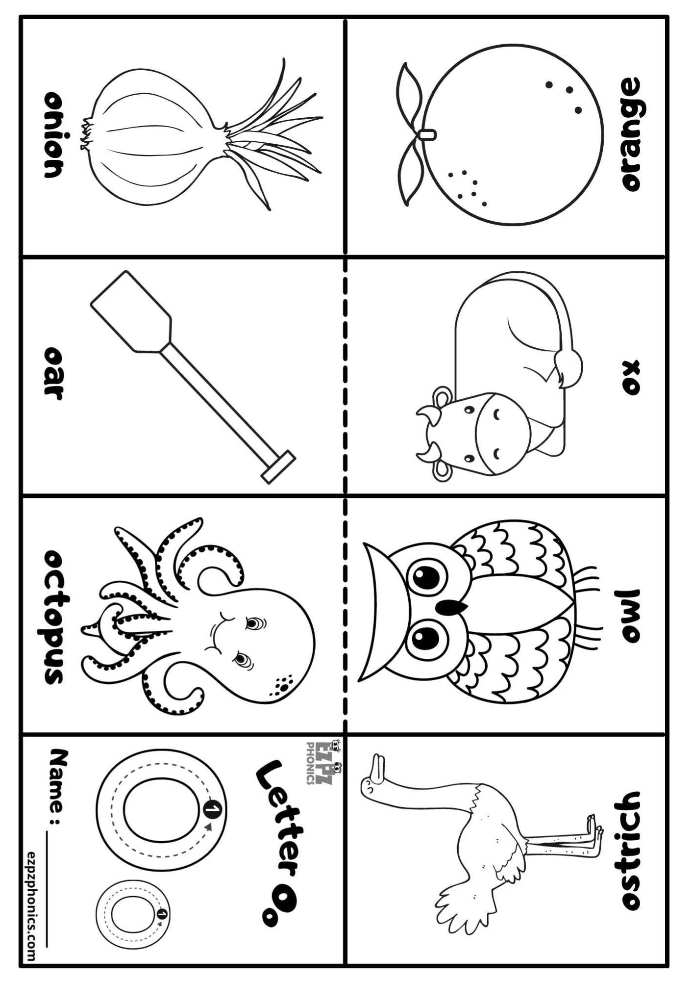 Letter O Mini Coloring Book Free Printable PDF Ezpzphonics