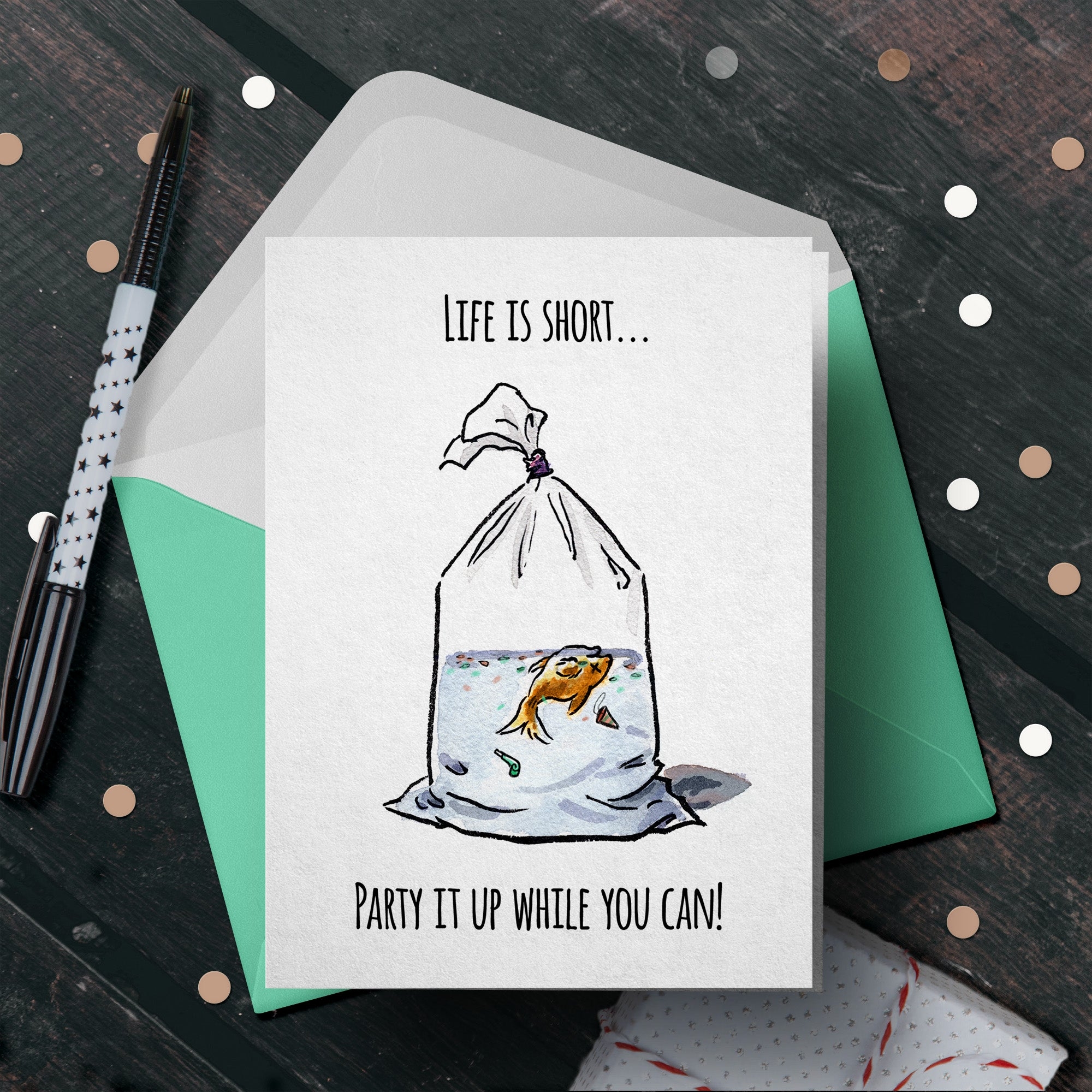 Life Is Short Funny Dark Humor Existential Birthday Card Aaron Millard Illustration Cards