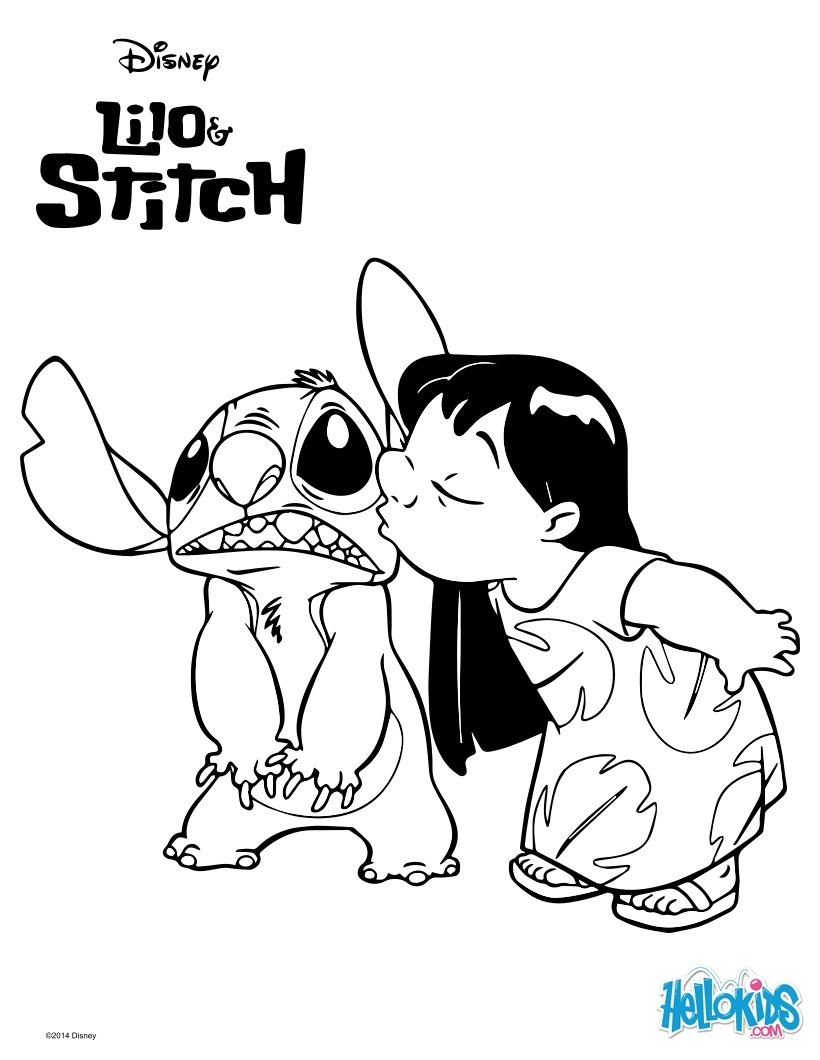 Lilo And Stitch Kiss Coloring Pages Hellokids Lilo And Stitch Kiss Coloring Pages Hellokids