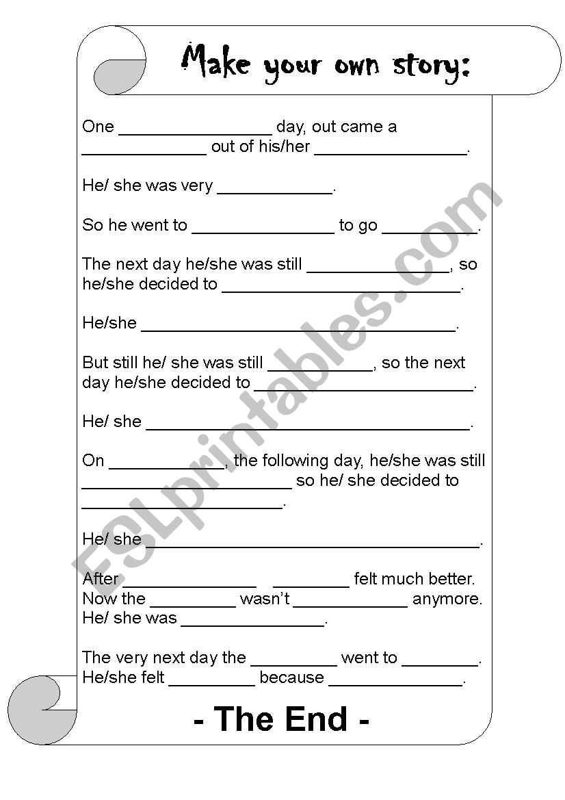 Make Your Own Story ESL Worksheet By Dchrzano Worksheets Library