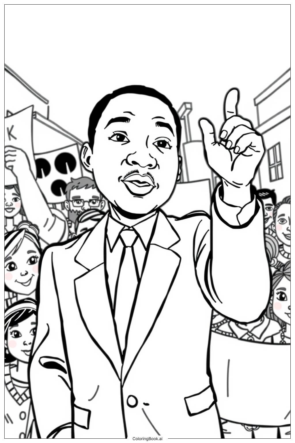 Martin Luther King Leading A Peaceful Demonstration Coloring Page Free PDF PNG Printable Martin Luther King Leading A Peaceful Demonstration Coloring Page Free PDF PNG Printable