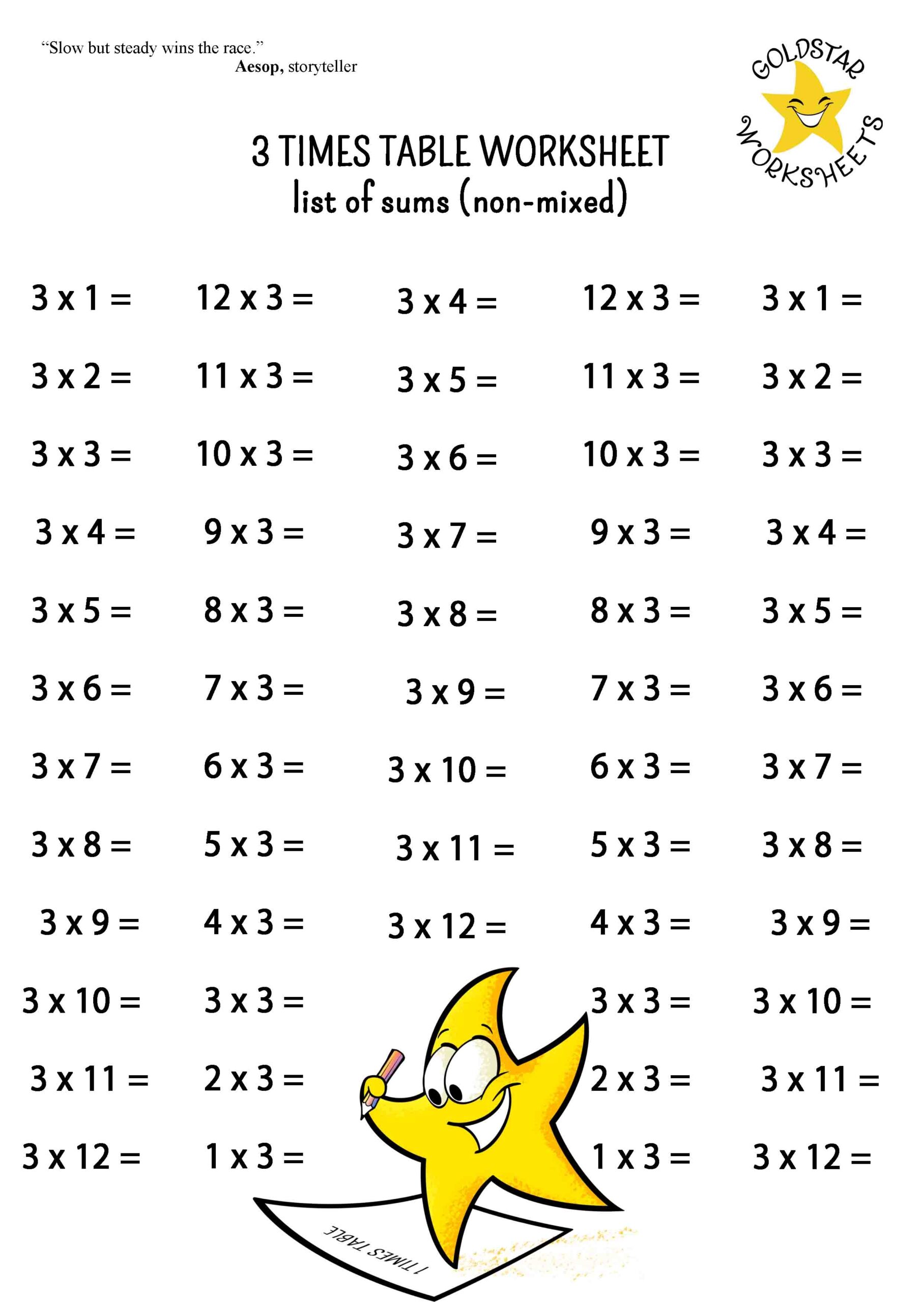 Free Printable Times Table Worksheets