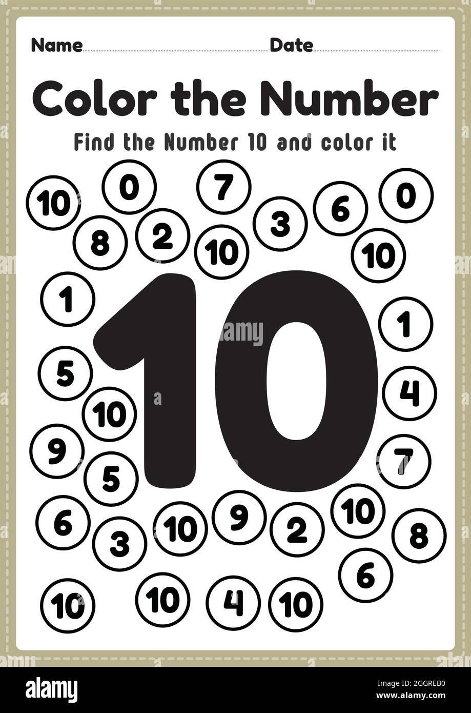 Mathematics Preschool Writing Number 10 Worksheet 10 Worksheets Library