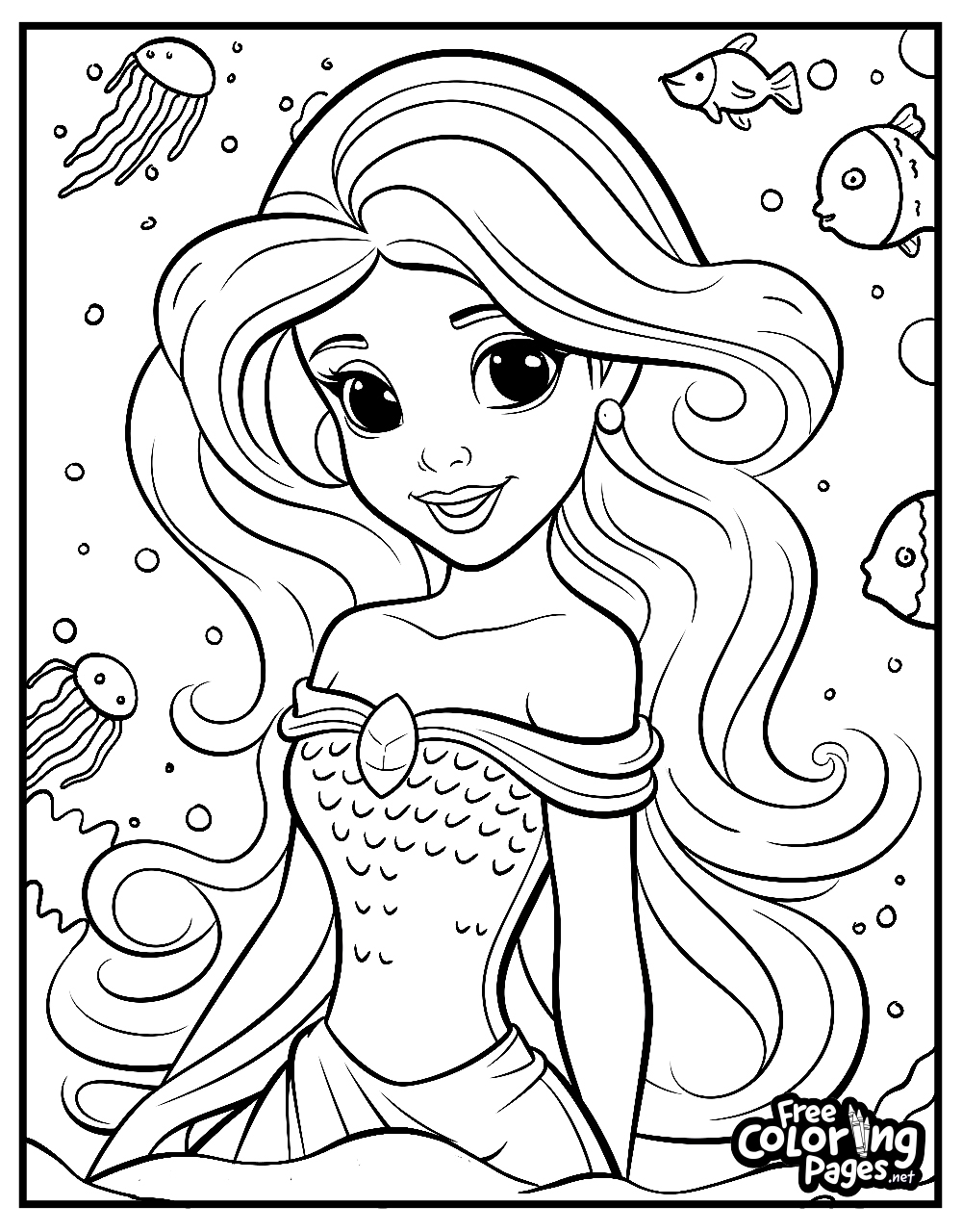 mermaid printable coloring pages
