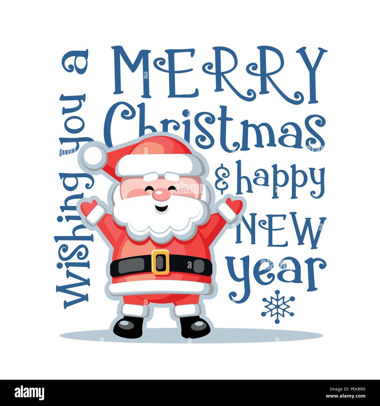 Merry Christmas And Happy New Year Greeting Card With Funny Santa Claus On White Background Stock Vector Image Art Alamy