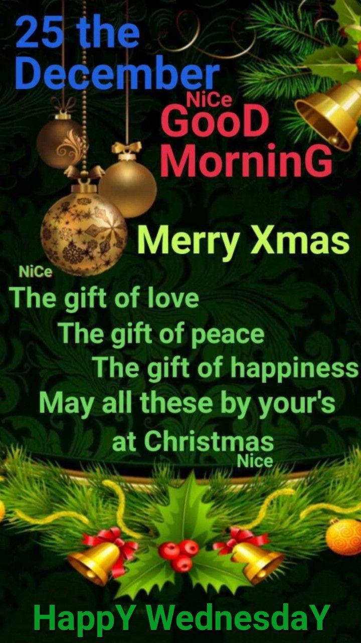 Merry Xmas Card With Bells And Decorations